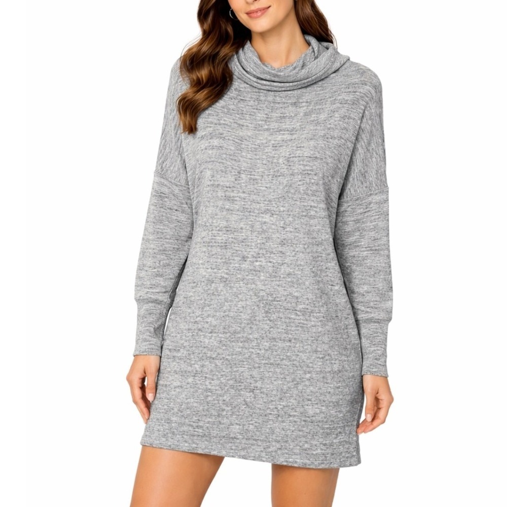 Daily Ritual‎ Grey Heathered Cowl Neck Sweater Dress Soft Casual Womens Medium